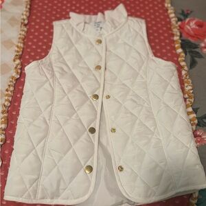 Crown & Ivy White Quilted Vest with Gold Accents